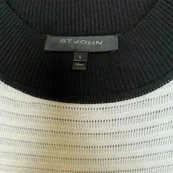 St John Knit Black and White Top-Large - Picture 3 of 7